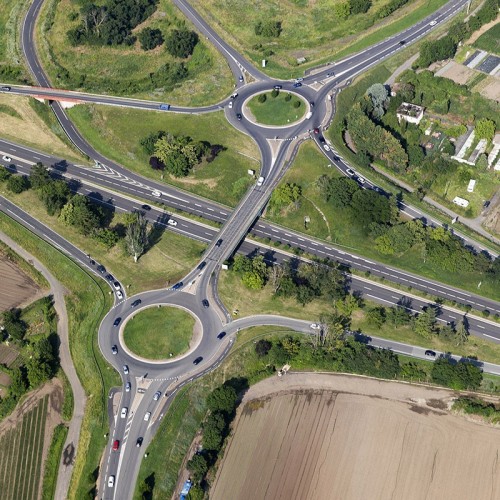 Photo aérienne d'un échangeur routier dans la campagne. | Philippe DUREUIL Photographie