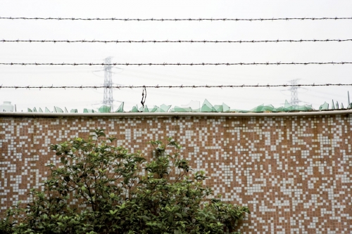 Mur avec des barbelés et des tessons de verre | Philippe DUREUIL Photographie