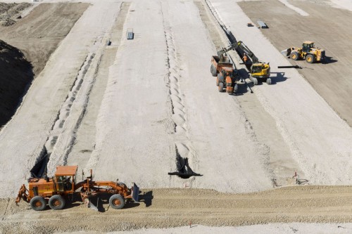 Photographie  aérienne du chantier des jardins du Château de Chambord réalisée  par mât télescopique. | Philippe DUREUIL Photographie