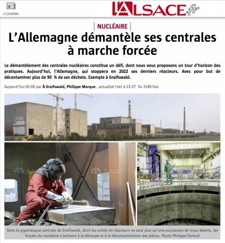 Reportage photo industriel sur le démantèlement de la centrale nucléaire de Greifswald en Allemagne. Parution sur le site web du journal l'Alsace. Article de Philippe Marque. | Philippe DUREUIL Photographie