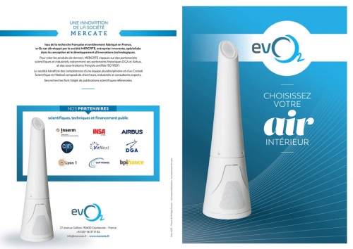 Plaquette de présentation du purificateur d'air evO2. Photographie de packshot réalisée en studio mobile pour la société Mercate. | Philippe DUREUIL Photographie