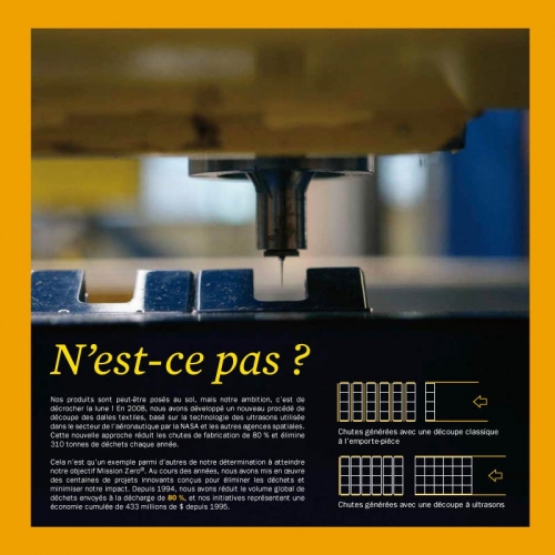 Photo illustrant la coupe de précision dans une brochure développement durable - Annonceur : InterfaceFLOR - Agence : Sidièse - DC : Guillaume Müller | Philippe DUREUIL Photographie