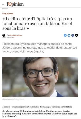 Portrait corporate en extérieur de M. Jérôme Goeminne, Président du Syndicat des managers publics de santé. | Philippe DUREUIL Photographie