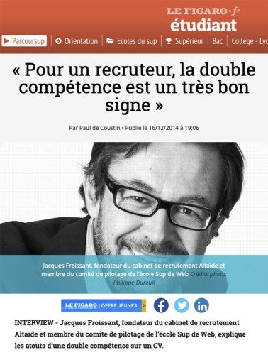 Portrait corporate illustant un article en ligne du journal Le Figaro. | Philippe DUREUIL Photographie