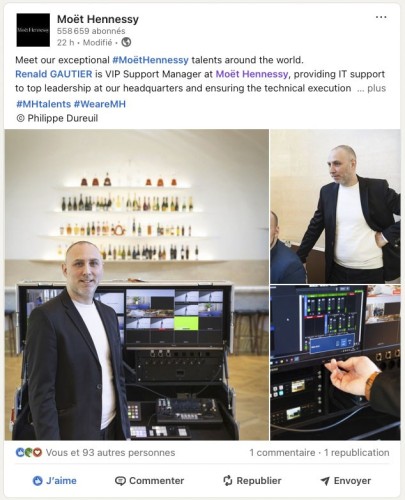 Post linkedIn. Portrait métier pour la communication marque employeur de Moët Hennessy. | Philippe DUREUIL Photographie
