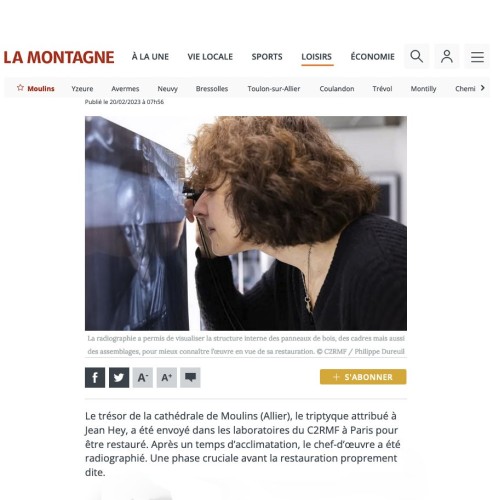 Reportage photographique sur la radiographie du triptyque de Moulin au C2RMF. Article du journal La Montagne sur Internet. | Philippe DUREUIL Photographie